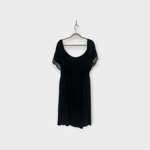 Black Off-Shoulder Crochet Trim Women's Dress